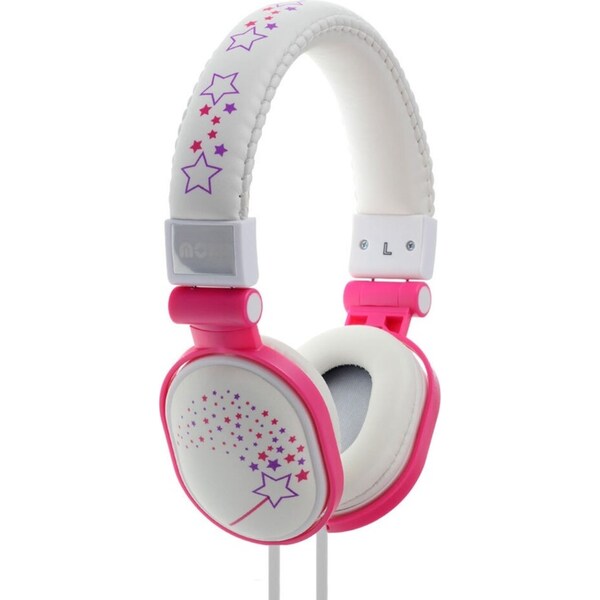 Moki Popper Children/Kids Headphones Over Ear Cup Stereo Headband Sparkles White