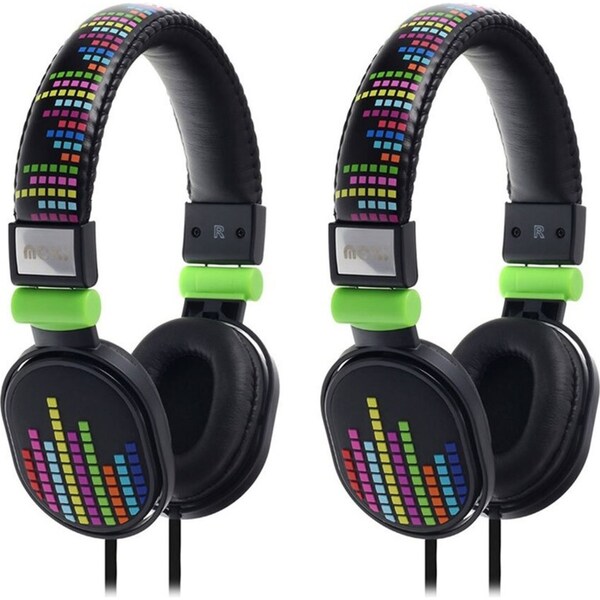 2PK Moki Popper Children/Kids Headphones Over Ear Cup Stereo Headband Levels BLK