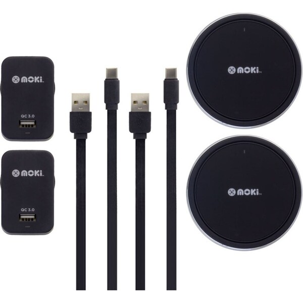 2PK Moki ChargePad Qi Wireless Charging Mat 10W w/ USB 3.0 Type-C/Wall Charger