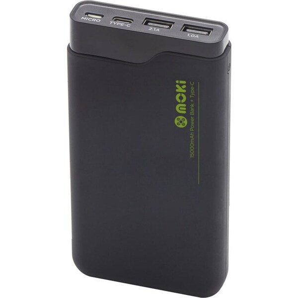 Moki 15000mAh USB-C/USB-A Power Bank External Battery Portable Charger for Phone