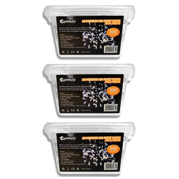 3x Sansai AC Power Indoor/Outdoor 30m 300 LED String Lights Party/Christmas WHT