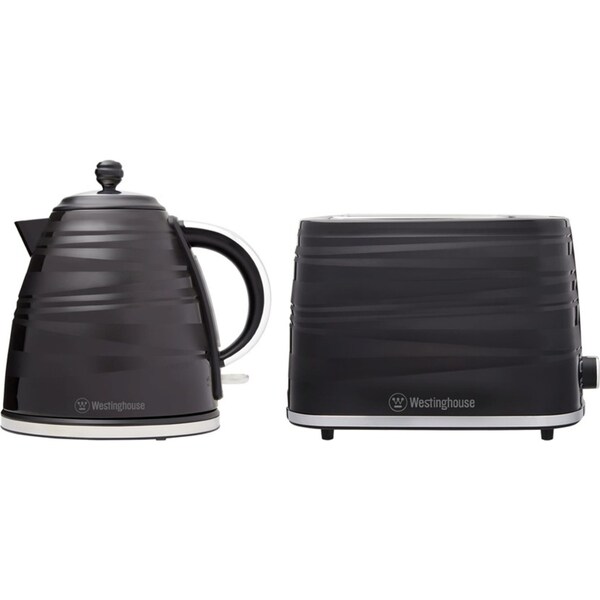 Westinghouse Electric 1.7L Kettle 2200W & 2 Slice Bread Toaster 930W Set Black