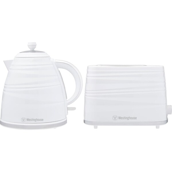 Westinghouse Electric 1.7L 930W Kettle & 2200W 2 Slice Bread Toaster Set White