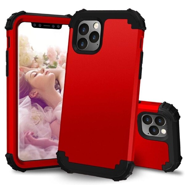 For iPhone 11 Pro PC+ Silicone Three-piece Anti-dropback Cover Red
