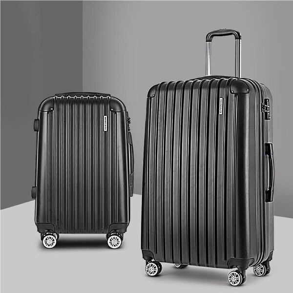 20"28" Wanderlite Luggage Trolley Set Travel Suitcase Carry On Hard Case Lightweight Black