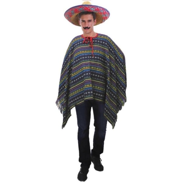PREMIUM MEXICAN PONCHO Spanish Costume Wild West Cowboy Party Bandit