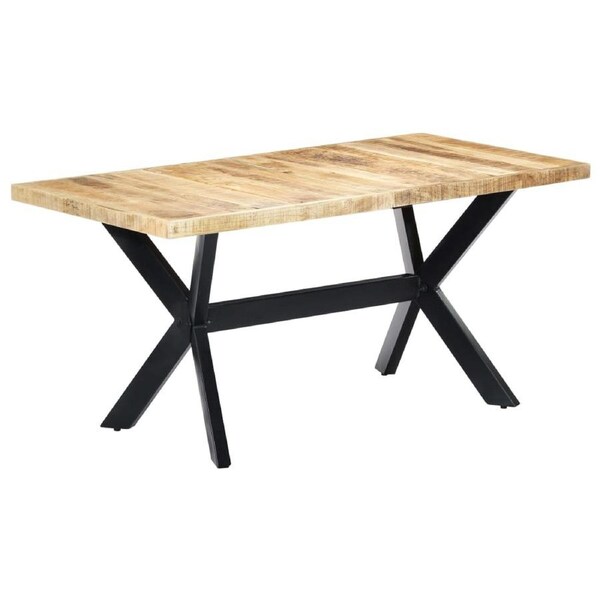 Dining Table 160x80x75 cm Solid Rough Mango Wood vidaXL