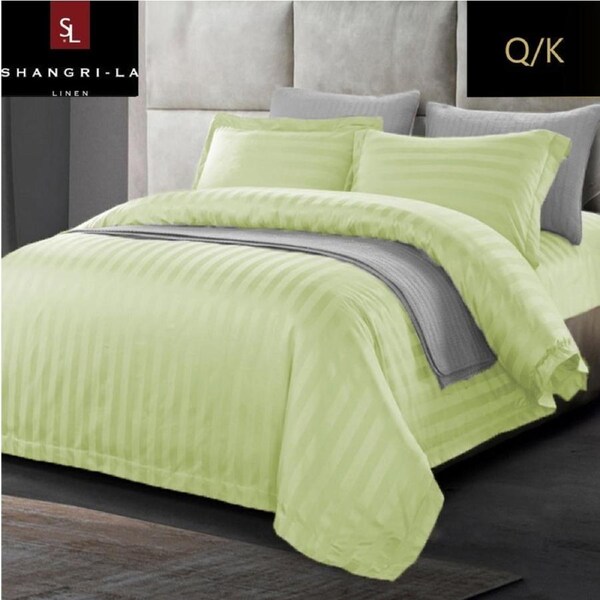 1200TC Hotel Egyptian Sateen Stripe Quilt Cover Set King / Mint