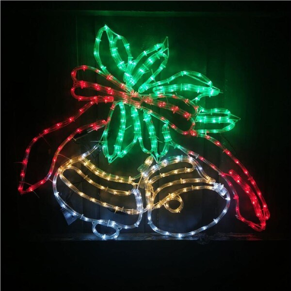 Christmas LED Motif Animated Holly Jingle Bells 77x63cm Outdoor Display