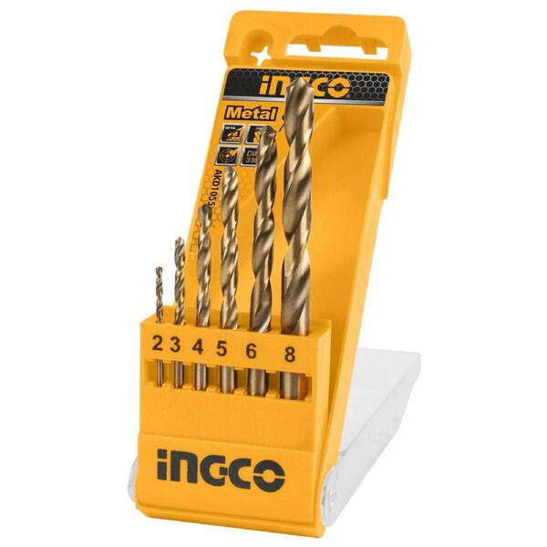 INGCO 6 Pcs Metal Drill Bits Set 2-6, 8mm