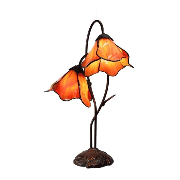 Twin Lotus Lamp Orange