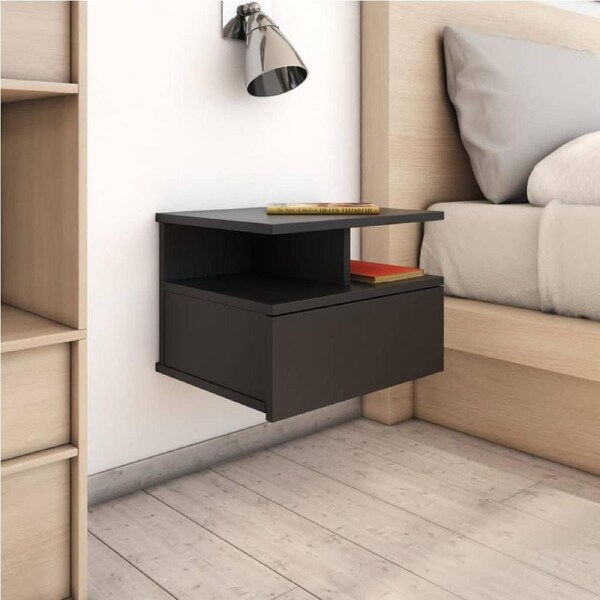 Floating Nightstand Black 40x31x27 cm Engineered Wood vidaXL