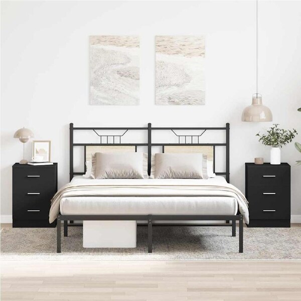 Bedside Cabinets 2 pcs Black 38x35x56 cm Engineered Wood vidaXL
