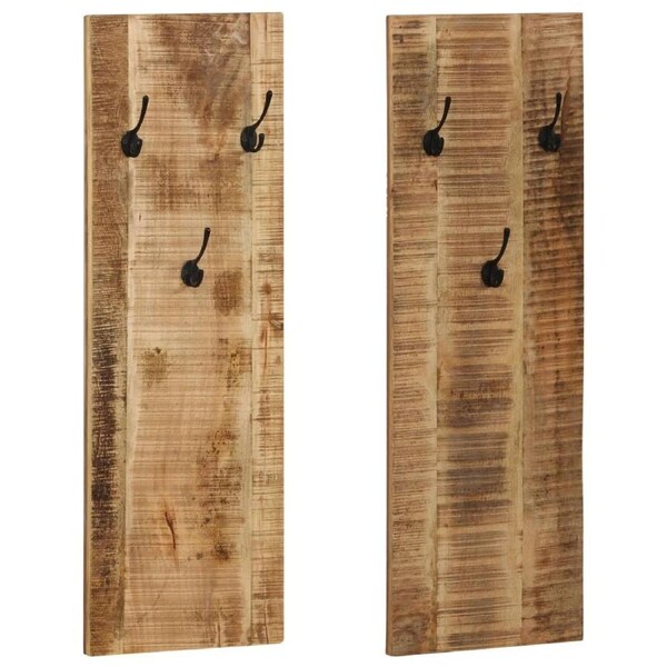 Wall-mounted Coat Racks 2 pcs Solid Mango Wood 36x110x3 cm vidaXL