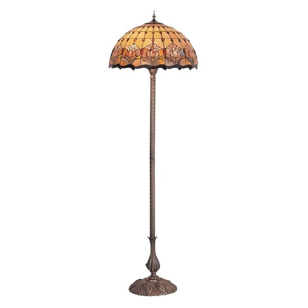 Red Tulip Floor Tiffany Floor Lamp Set