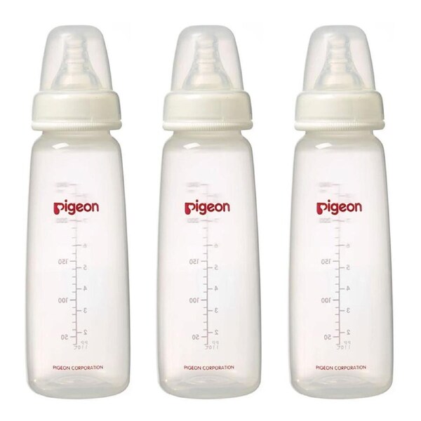3x Pigeon Flexible Peristaltic 4m+ Nipple M Round Hole Baby 240ml Feeding Bottle
