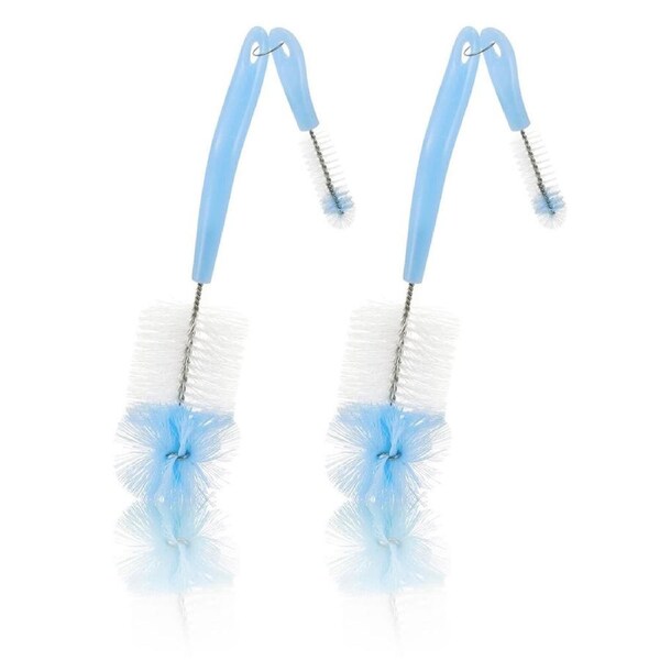 2x Pigeon 2 in 1 Cleaner Brush for Baby Feeding Bottle Feeder & Nipple/Teat Blue