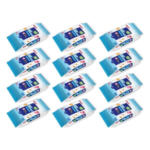 12x 20pc Pigeon Wipes Fragrance Free Cleaning Baby/Toddler Wet Wipe Tissue