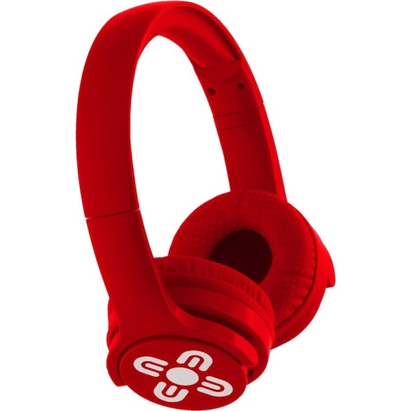 Moki Brites Wireless Bluetooth Adjustable Headphones Over-Ear Headset w/Mic Red