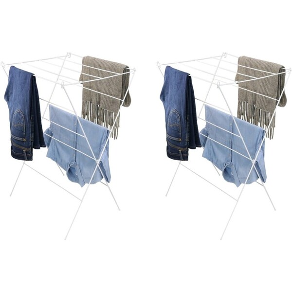 2x Boxsweden 87cm 12 Rail Foldable Wire Clothes/Laundry Airer Drying Hanger Rack