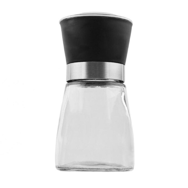 1x 150ml Glass Salt or Pepper Grinder 12cm - Adjustable Ceramic Core Short Mill