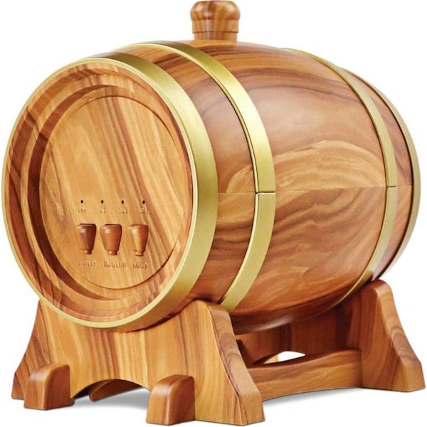 Essential Oil Aroma Diffuser - 350ml Barrel Wood Ultrasonic Air Mist Humidifier