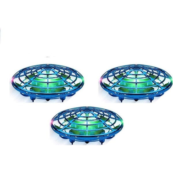 Catzon 3Packs Flying Toy Drones Hand Operated Mini Drone Helicopter Toys for Boys and Girls Blue