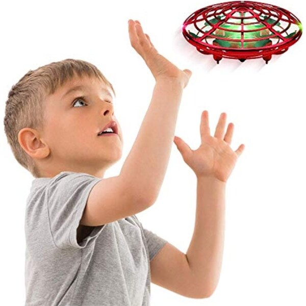 Catzon 1Pack Flying Toy Drones Hand Operated Mini Drone Helicopter Toys for Boys and Girls Red