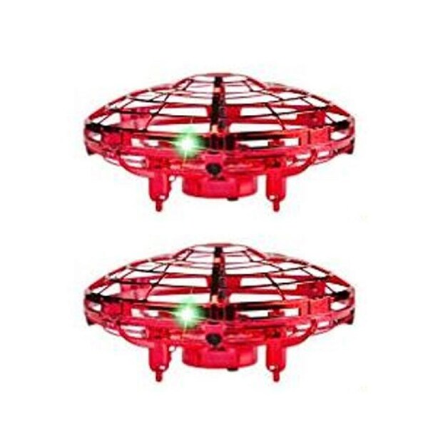 Catzon 2Packs Flying Toy Drones Hand Operated Mini Drone Helicopter Toys for Boys and Girls Red