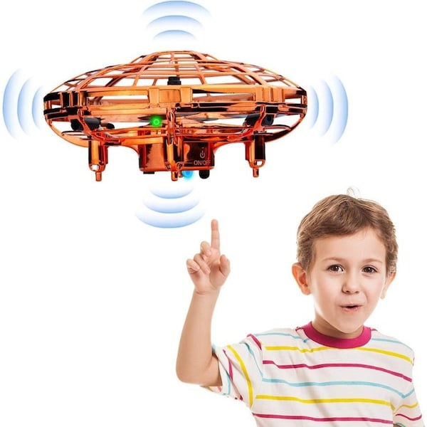Catzon 1Pack Flying Toy Drones Hand Operated Mini Drone Helicopter Toys for Boys and Girls Gold