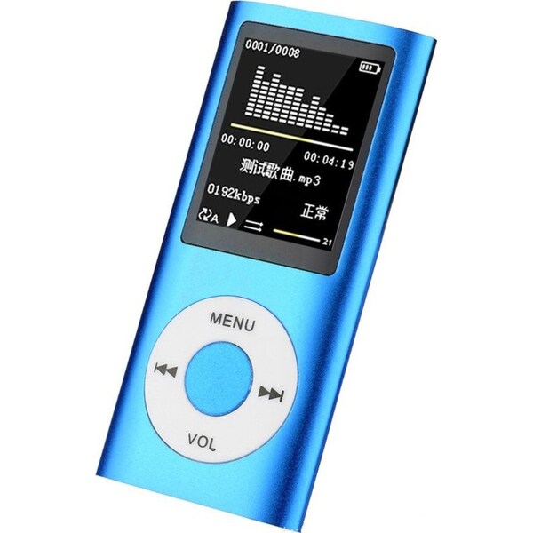Catzon MP4 Player + 8GB SD Card MP3 Digital Video 1.8" LCD Music Video Media Player FM Radio Music Home-Blue