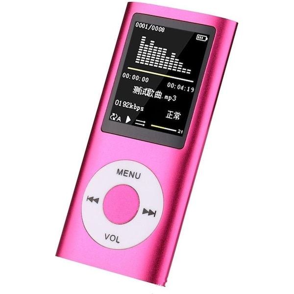 Catzon MP4 Player + 8GB SD Card MP3 Digital Video 1.8" LCD Music Video Media Player FM Radio Music Home-Pink
