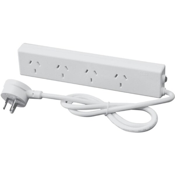 HPM R105 10A 240V 4 Way Outlet Power Board with 1m Power Cord White