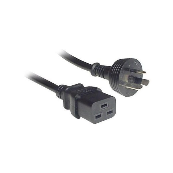 Doss 3m 15A 250V IEC-C19 3 Pin Mains Plug Rack Mount Power Cord Black