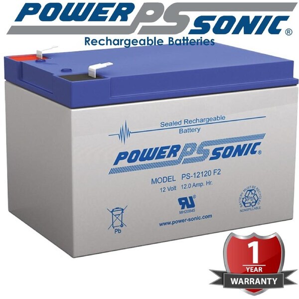 POWER SONIC PS12120 12V 12Ah F2 Terminal SLA Sealed Rechargeable Battery