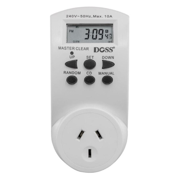 DOSS 7 Day-24hrs Mains Digital Powerpoint Electrical Timer 12-24 Time 10A 2400W Max