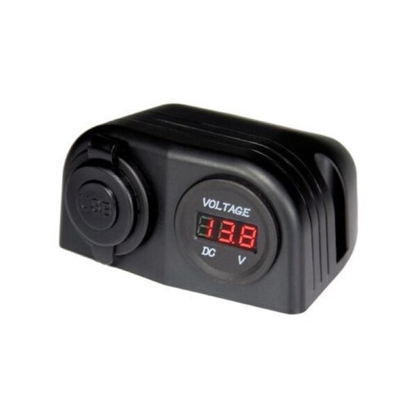 AERPRO Heavy Duty Plastic Housing Surface Mount USB Socket Voltmeter