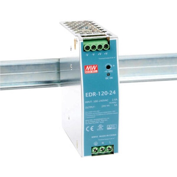 Meanwell 120W 24VDC 5A DIN Rail Power Supply WITH 240V input terminals