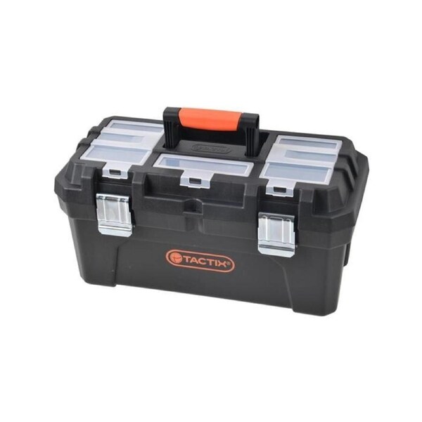 Tactix 507mm Tool Box Transparent Lids Locking Clips for Secure Storage