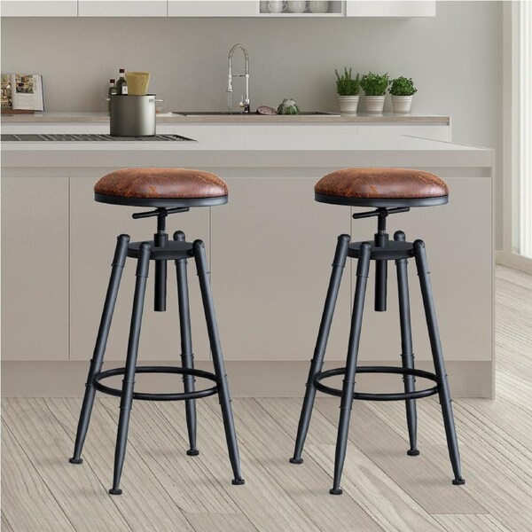 1 Set of 2 Levede Bar Stools PU Leather Padded