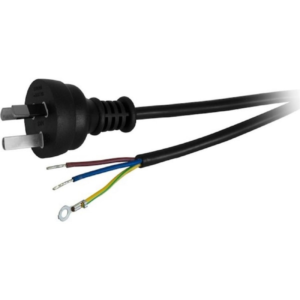 DOSS 10Amp 3 Core Mains 3 Pin Plug Bare Wire Power Lead 2m Black