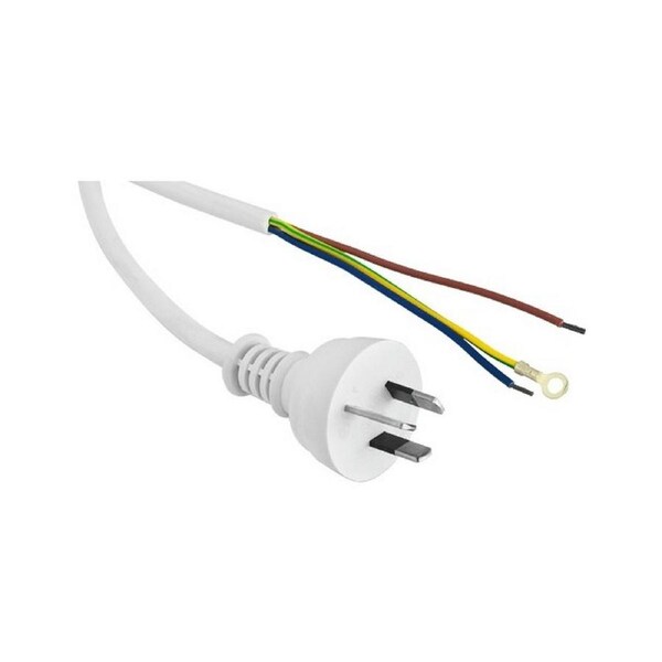 DOSS 7.5A 3 Core 240V AC 3 Pin AU Mains Power Cable Lead to Bare Wire 2m White