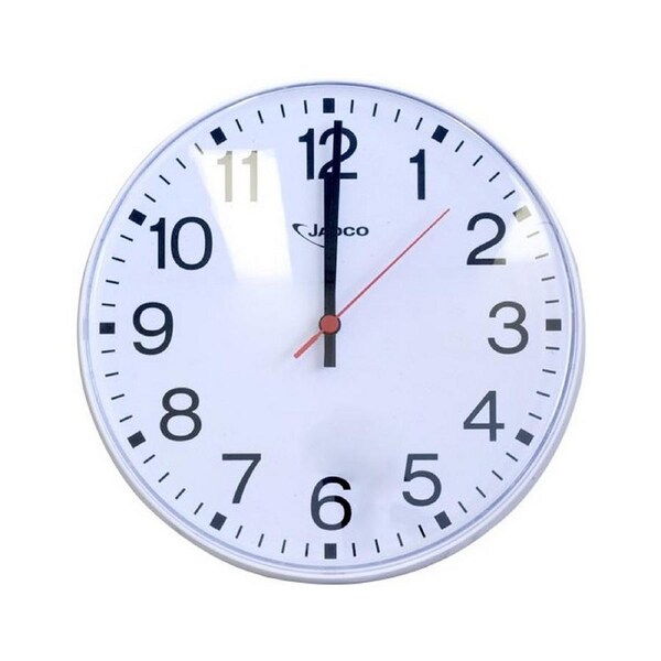 JADCOtime 300mm Round Wall Clock with Large Numbers White