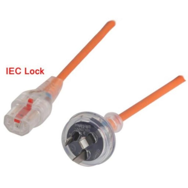 IEC Clear C13 Lock To 10A Plug - Medical