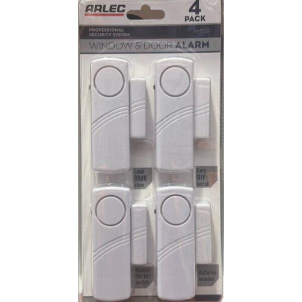 ARLEC AM129 Window and Door Magnetic Contact Alarm - 4 Pack