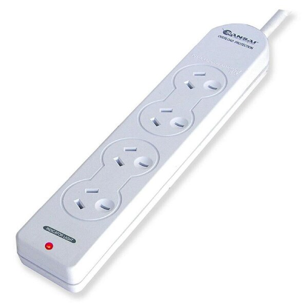 Sansai PAD-004B 4 Outlet Ways Powerboard with Overload Protection Reset Button