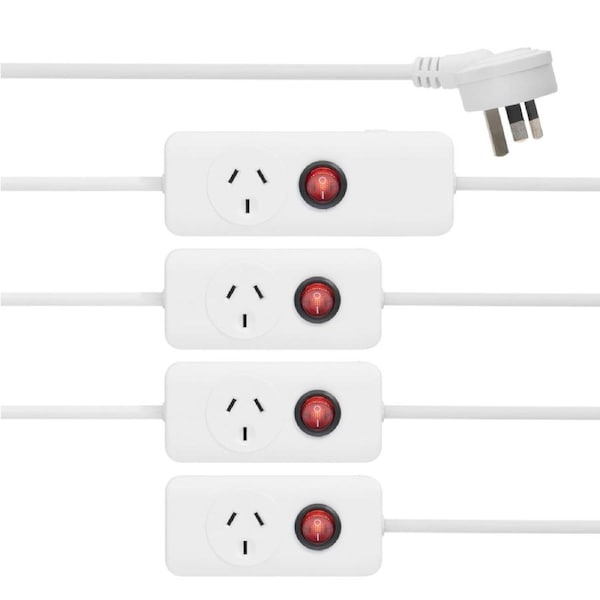 Arlec 4m 240V 10A 4 Power Outlets Overload Protection with Reset Function Extension Lead