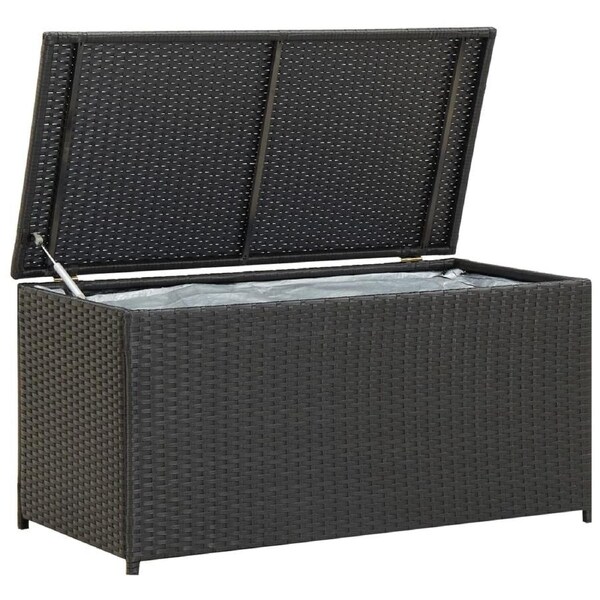 Garden Storage Box Poly Rattan 100x50x50 cm Black vidaXL
