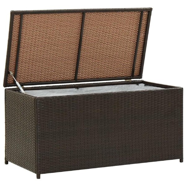 Garden Storage Box Poly Rattan 100x50x50 cm Brown vidaXL