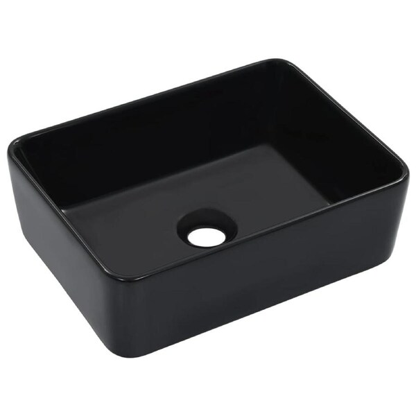 Wash Basin 40x30x13 cm Ceramic Black vidaXL